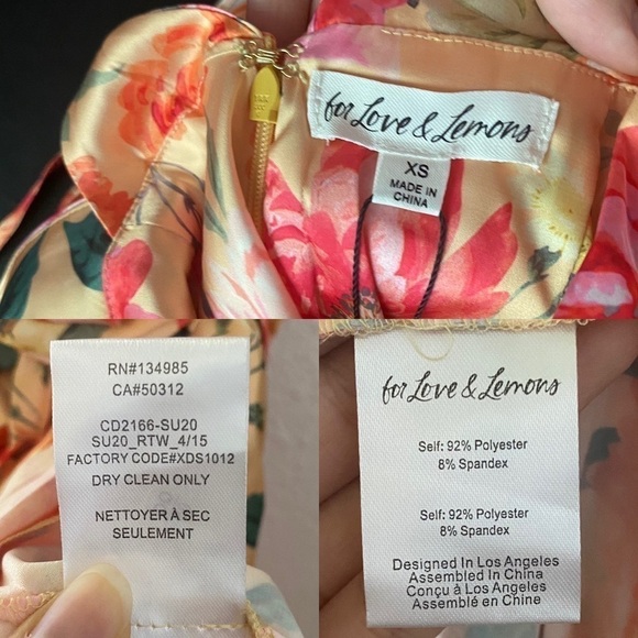 For Love & Lemons Versilla Floral Satin Hi-Lo Dress XS NWT - Picture 9 of 16